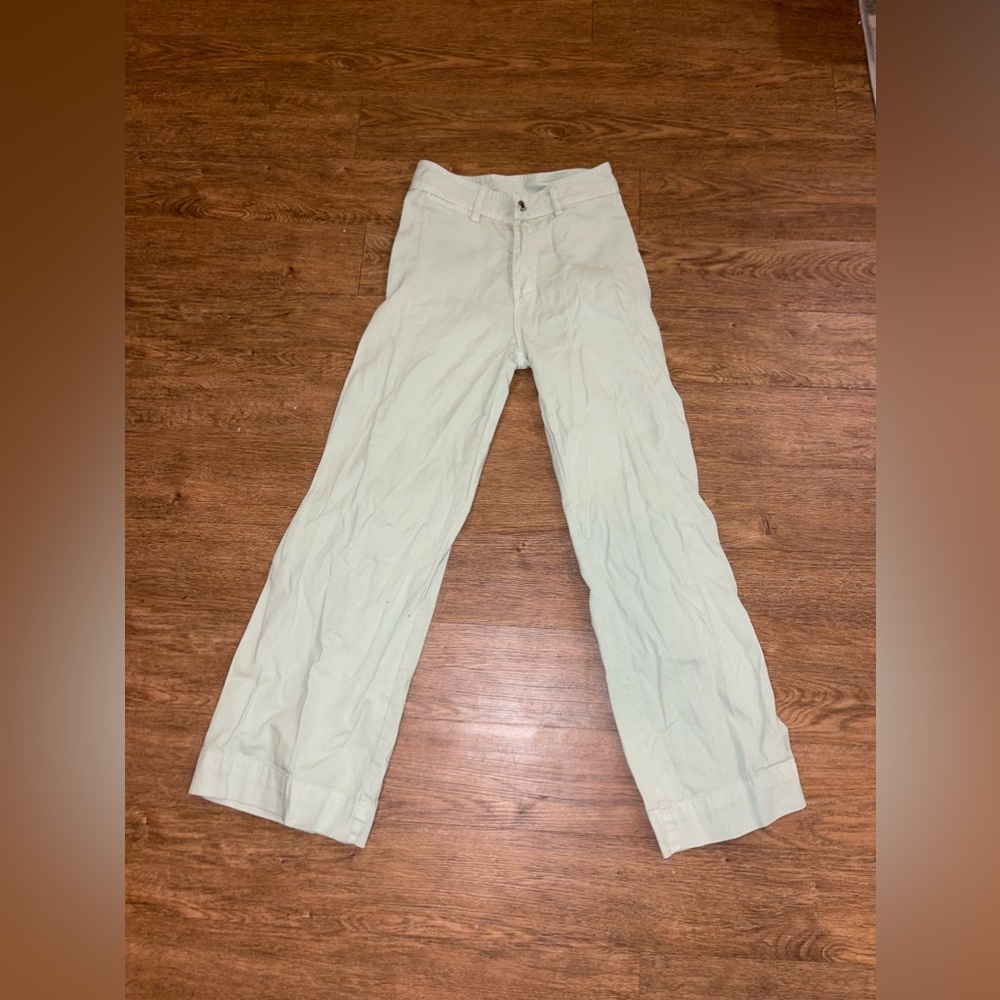 Light green wide leg jeans